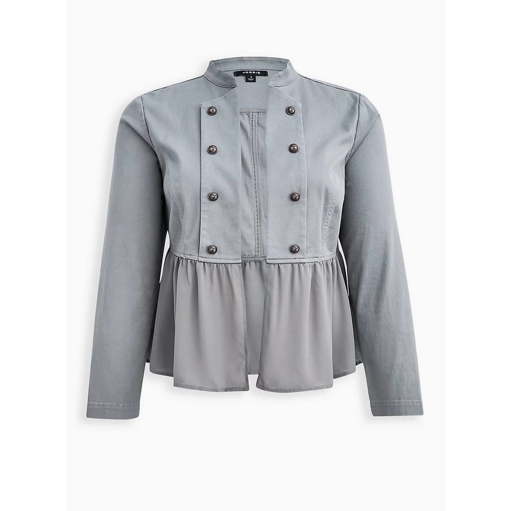 NWT Torrid Twill Peplum Grey Button Front Anorak Jacket Coat Plus Multi Sizes - Picture 4 of 4